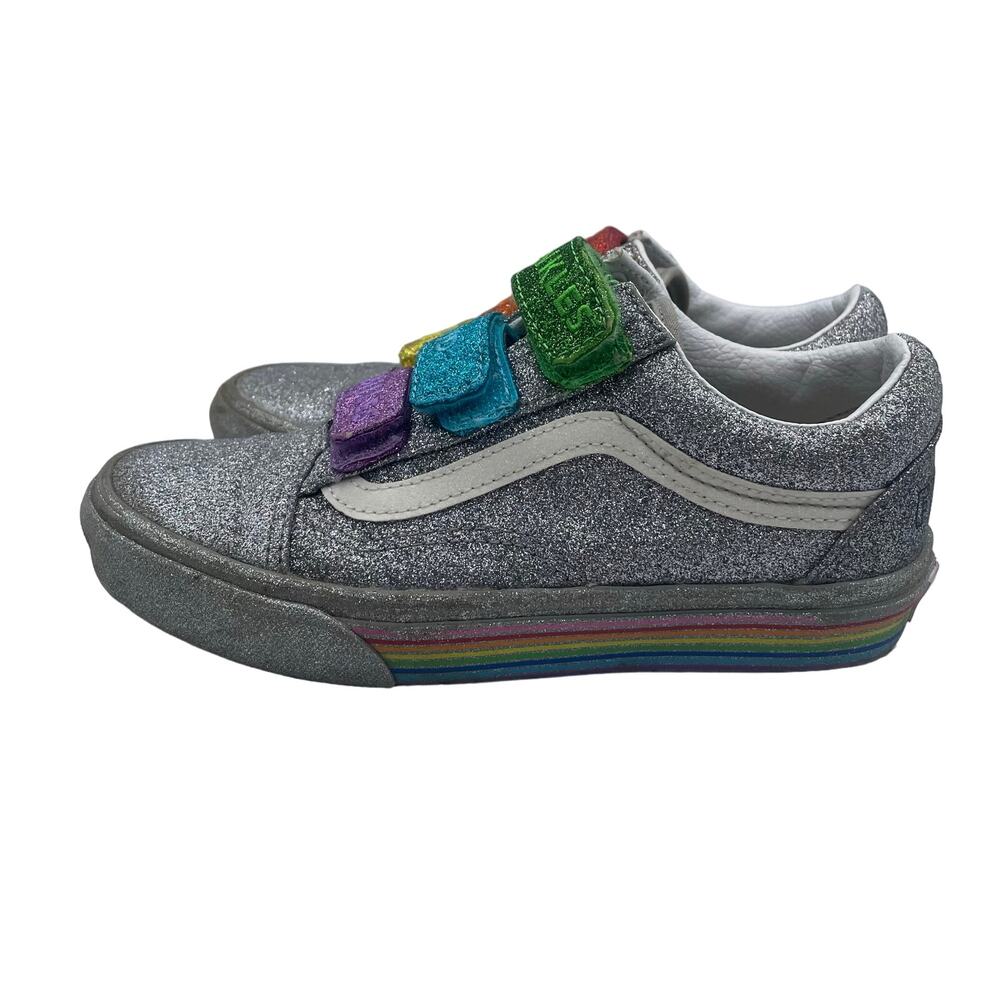 VANS Old Skool V Flour Shop Shoes Silver Glitter Sprinkles Smiles Womens 5